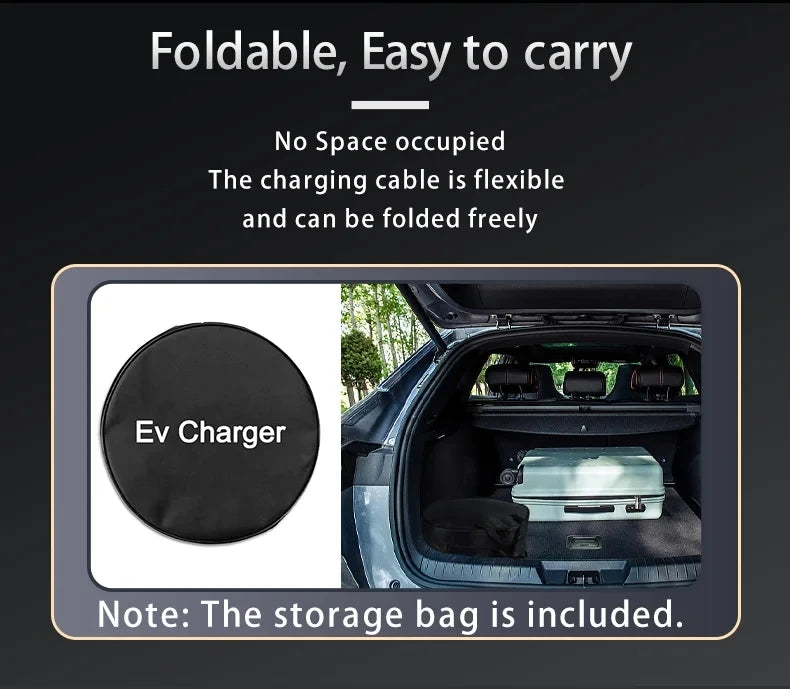 Teschev 220V 230V 16A Portable EV Charger Type2 Charging Cable IEC62196-2 Wallbox Cord Schuko Plug for Electric Car